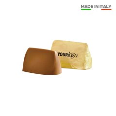 Mini čokoláda Gianduiotti Mini 5 g, mléčná čokoláda, obal s vlastním potiskem. Ideální reklamní sladkost pro firmy, které chtějí svou značku prezentovat stylově a s chutí.