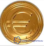 Chocolate coins with a embossing - Size: 41 mm, Amount in package: 45000pcs