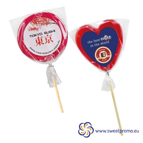 Lollipop hearts with print - 500 pcs