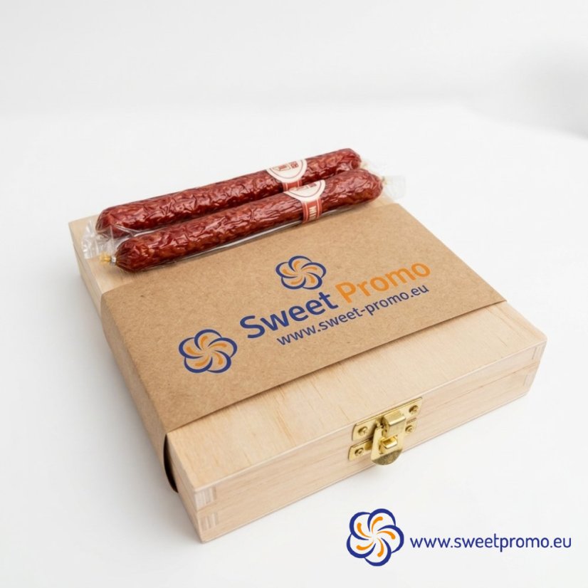Salami Cigar Snacks in a Premium Wooden Gift Box - Amount in package: 50pcs
