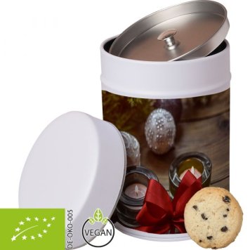 Vegan biscuit - organic orange biscuit in a tin