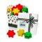 Coloured biscuits, stars in a gift promotional paper box