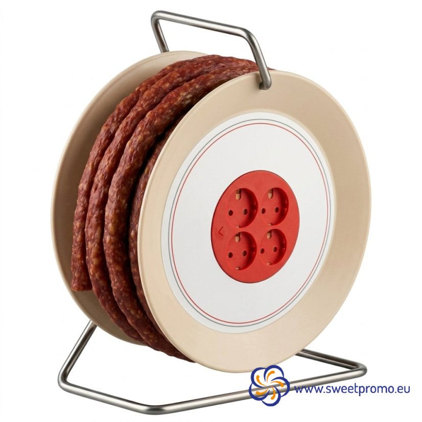 Spicy Sausage Snack on a Mini Cable Drum - Amount in package: 50pcs