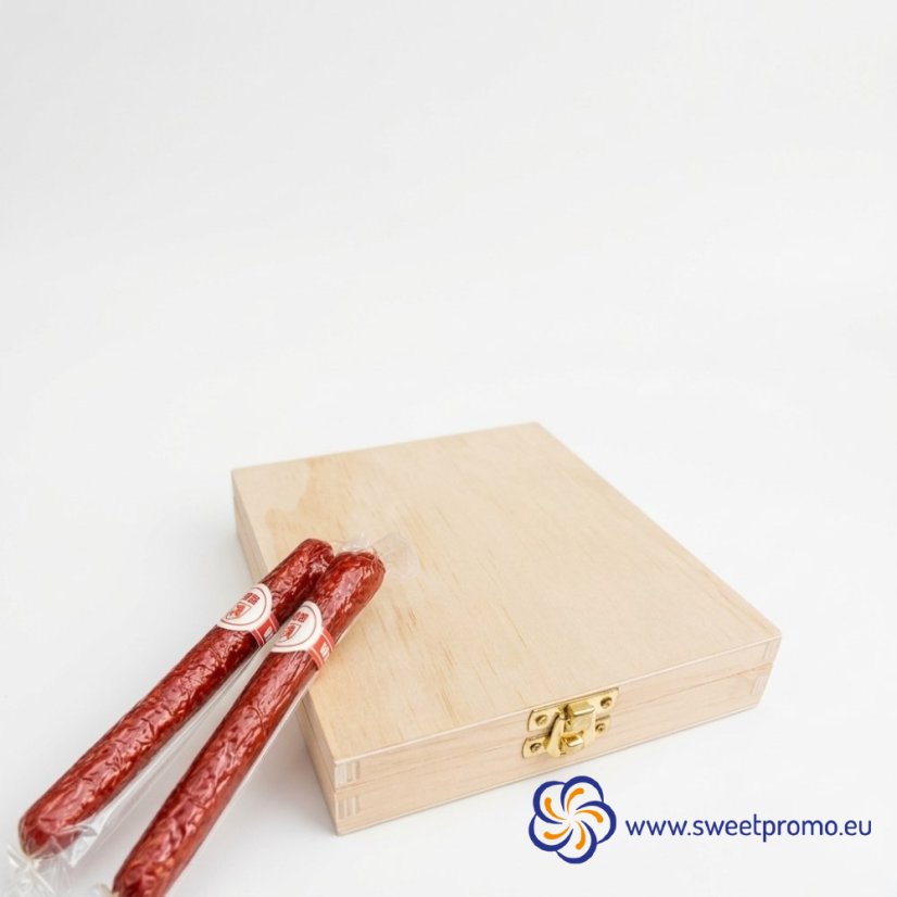 Salami Cigar Snacks in a Premium Wooden Gift Box - Amount in package: 50pcs