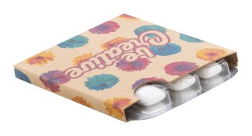 Advertising chewing gum with custom printing, blister pack with paper sleeve