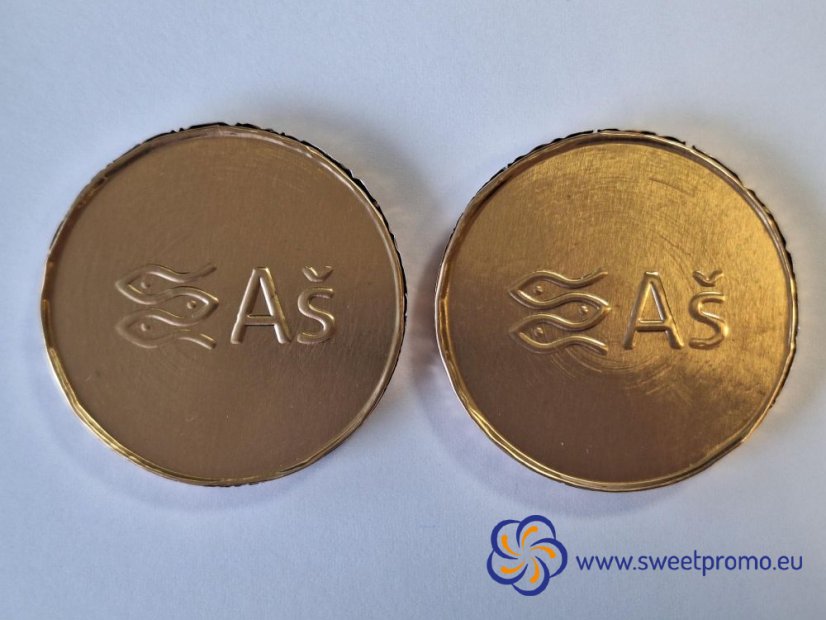 Chocolate gold coins - a sample of Aš mintage