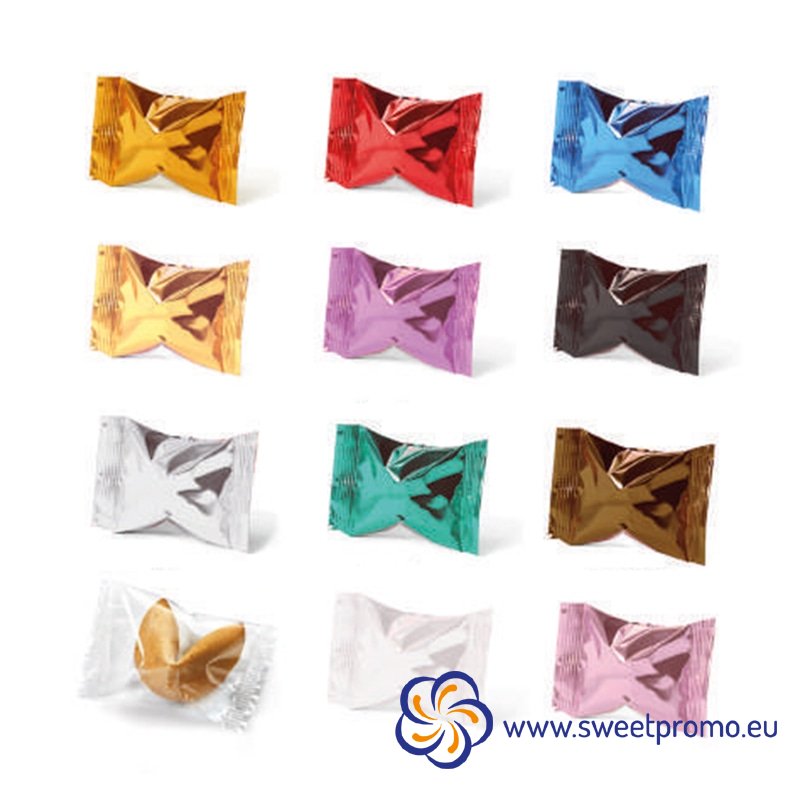Custom fortune cookies with an inner message - colourful packaging