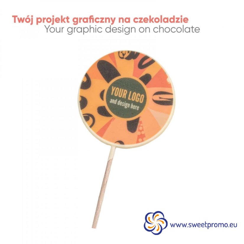 Chocolate Lollipop With Print Lolly Font 40 g - 500 pcs