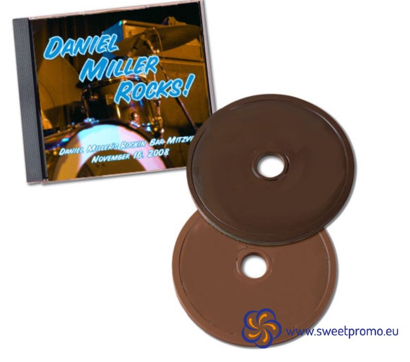 Chocolate CD 35g in plastic box - Amount in package: 500pcs
