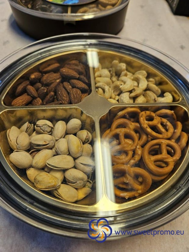 Směs ořechů s preclíky v dóze s možností vlastního potisku