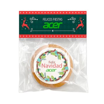 Gift biscuit in cellophane bag with custom printing