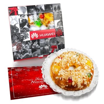 Roscón de Reyes - španělský slavnostní koláč s reklamním potiskem krabičky