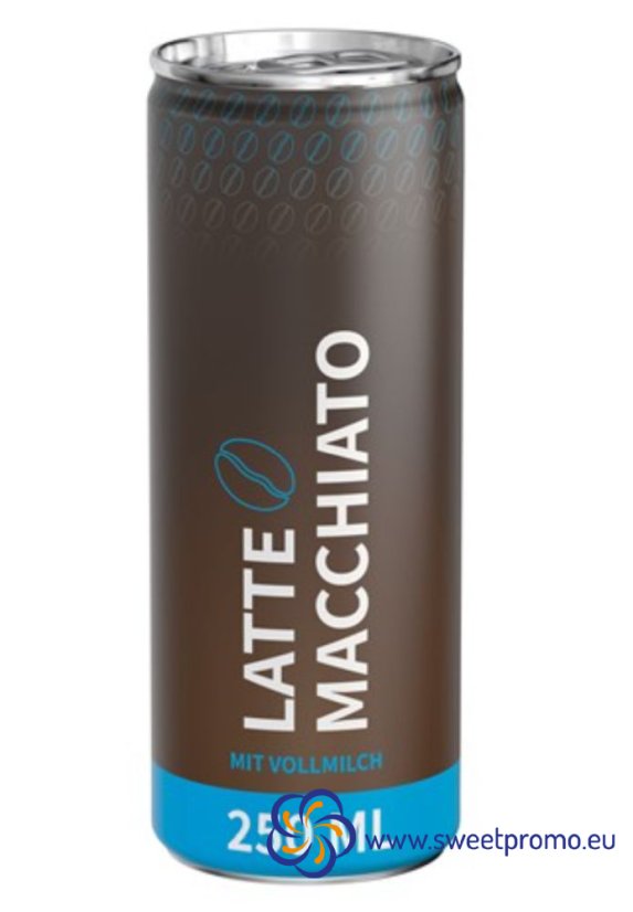 Reklamní káva v plechovce - Latte Macchiato s celoplošným vlastním potiskem