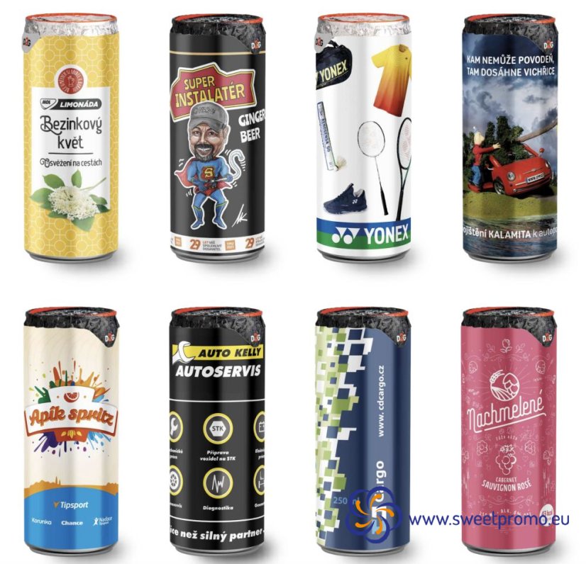 Soft drink in a can 250ml - Amount in package: 500pcs, Label: Matt or glossy varnish