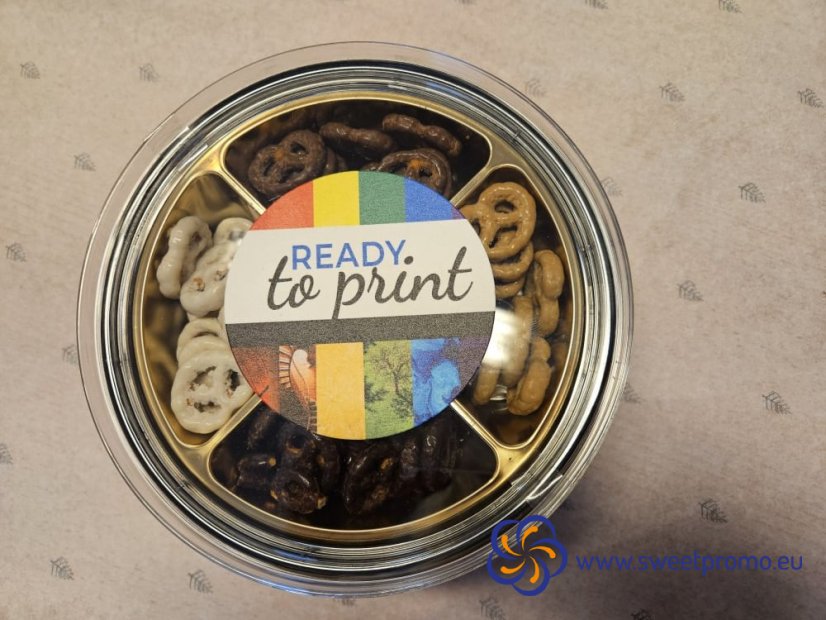 Chocolate-Covered Pretzel Mix 140 g with custom printing