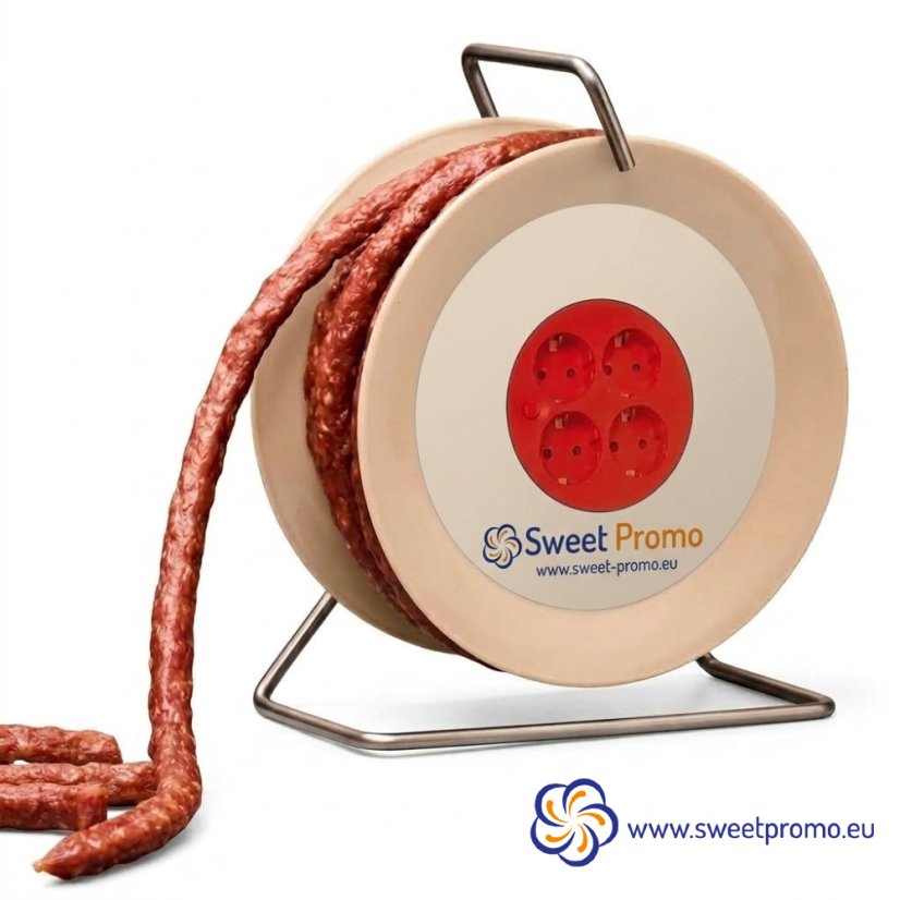 Spicy Sausage Snack on a Mini Cable Drum - Amount in package: 50pcs