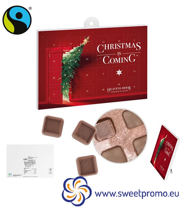 Adventní kalendář A5 s Fairtrade čokoládou - V balení: 250ks