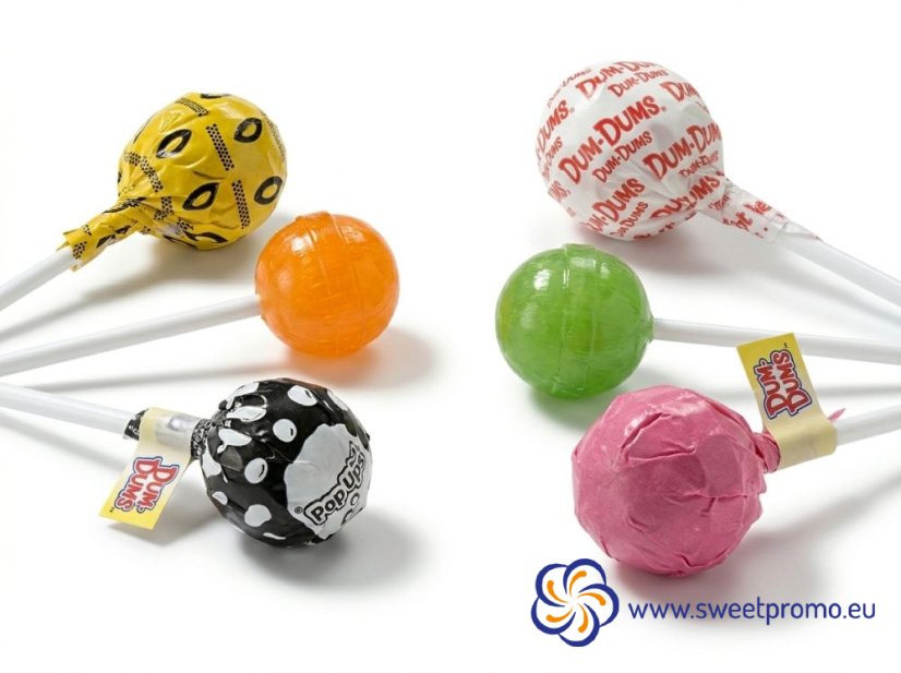 Round fruit lollipops 12.5g with custom printing, suitable as a promotional gift for children.