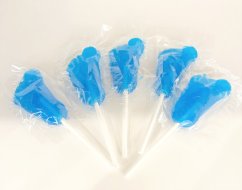 Foot-shaped lollipop blue