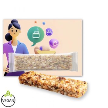 Cereal bar apple, express promotional card with print