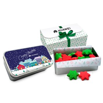 Colourful biscuits in a gift box with your own print