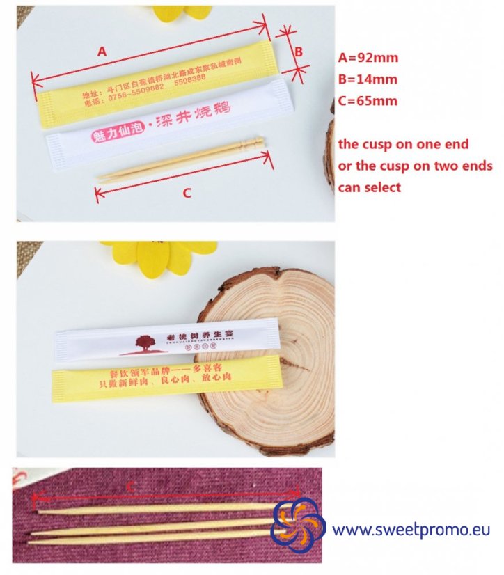 Wooden toothpicks with custom print - Amount in package: 50000pcs