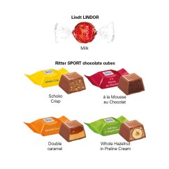 Čokoládové pralinky Lindt Lindor a Ritter Sport - náplň autíčka Čokoládové pralinky Lindt Lindor a Ritter Sport - náplň autíčka