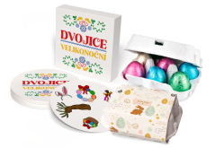 Package with chocolate eggs and Dobble game