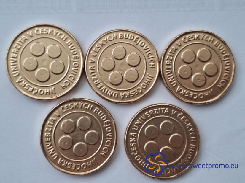 Chocolate coins with a embossing - Size: 41 mm, Amount in package: 45000pcs