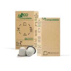 Nespresso coffee, 10 capsules in an eco promotional box. Branded coffee with your advertising label, suitable as a corporate gift.