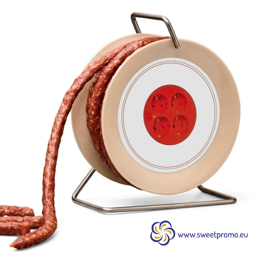 Spicy Sausage Snack on a Mini Cable Drum - Amount in package: 50pcs