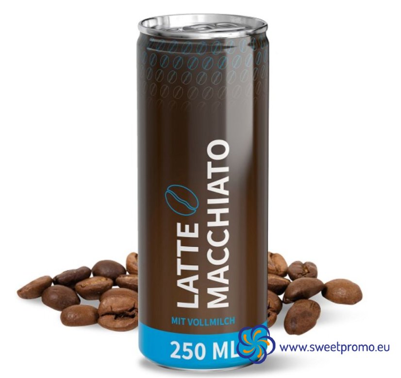Káva v plechovce - Latté Macchiato 250ml - Množství v balení: 288ks, Potisk: Samolepka BODY LABEL